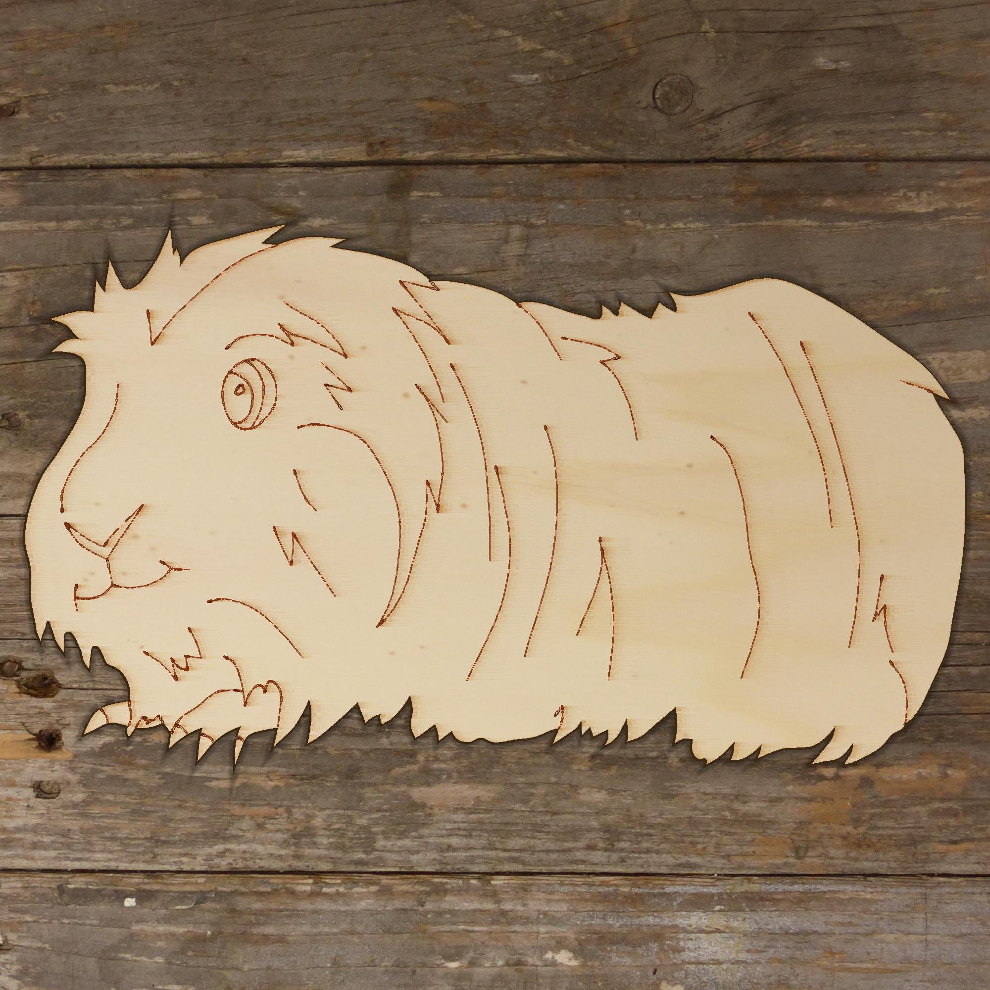 10x Wooden Guinea Pig Long Haired Craft Shapes 3mm Plywood Pet Animal Rodent - Picture 3 of 4