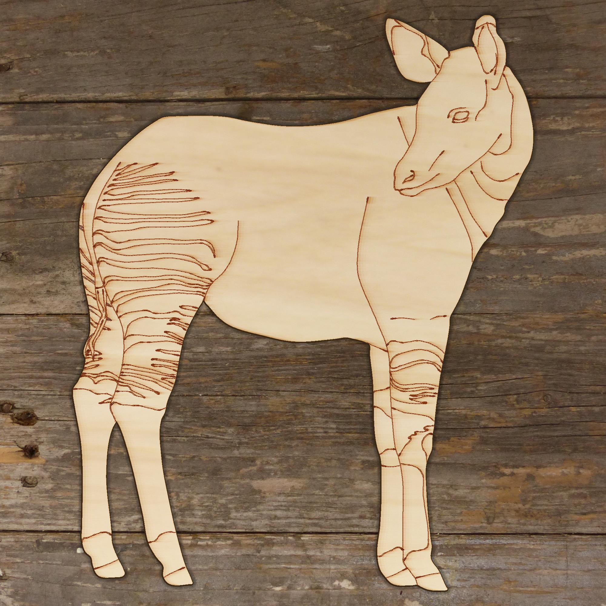 10x Wooden Safari Okapi Standing Craft Shape 3mm Ply African Animals Wild Prey - Picture 2 of 3