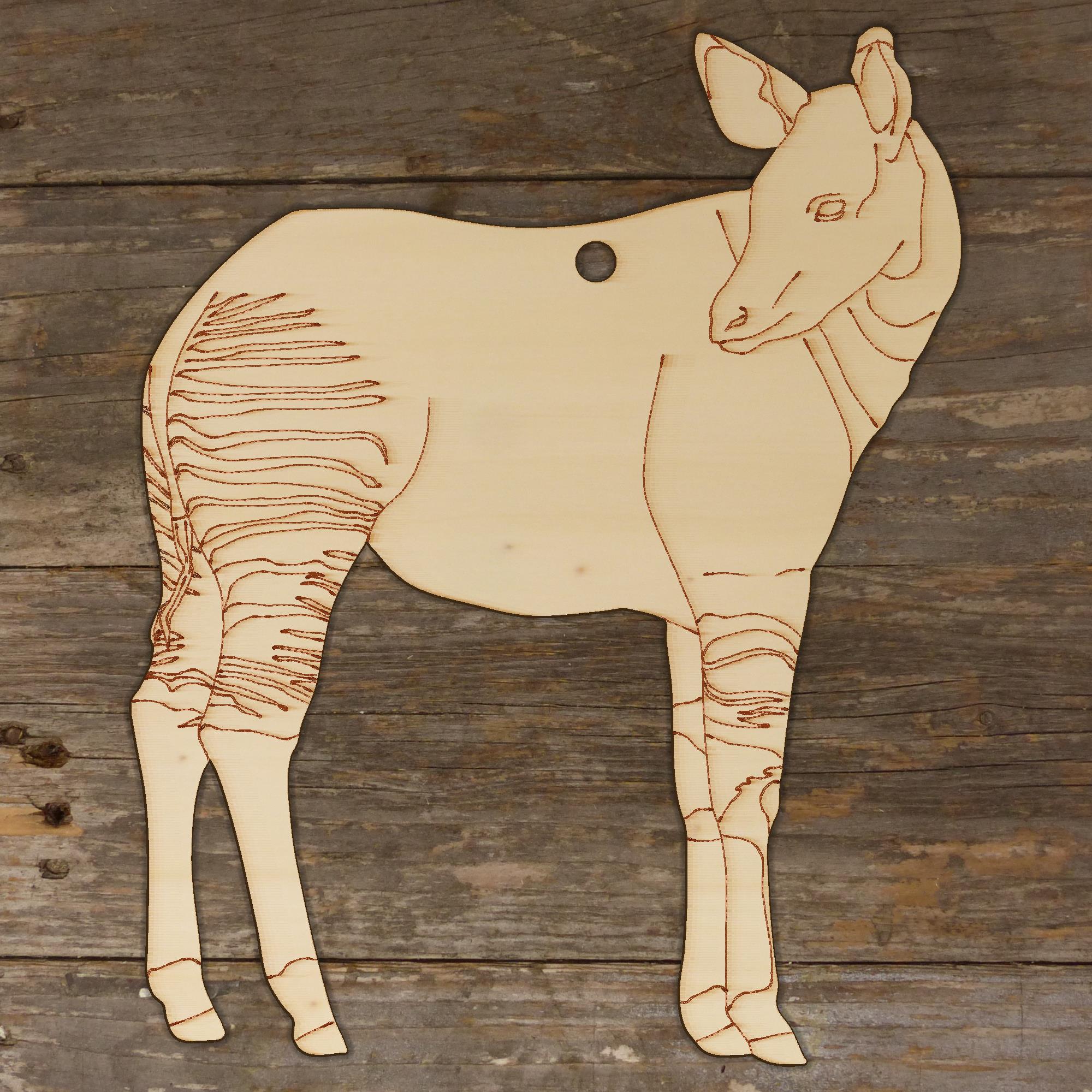 10x Wooden Safari Okapi Standing Craft Shape 3mm Ply African Animals Wild Prey - Picture 3 of 3