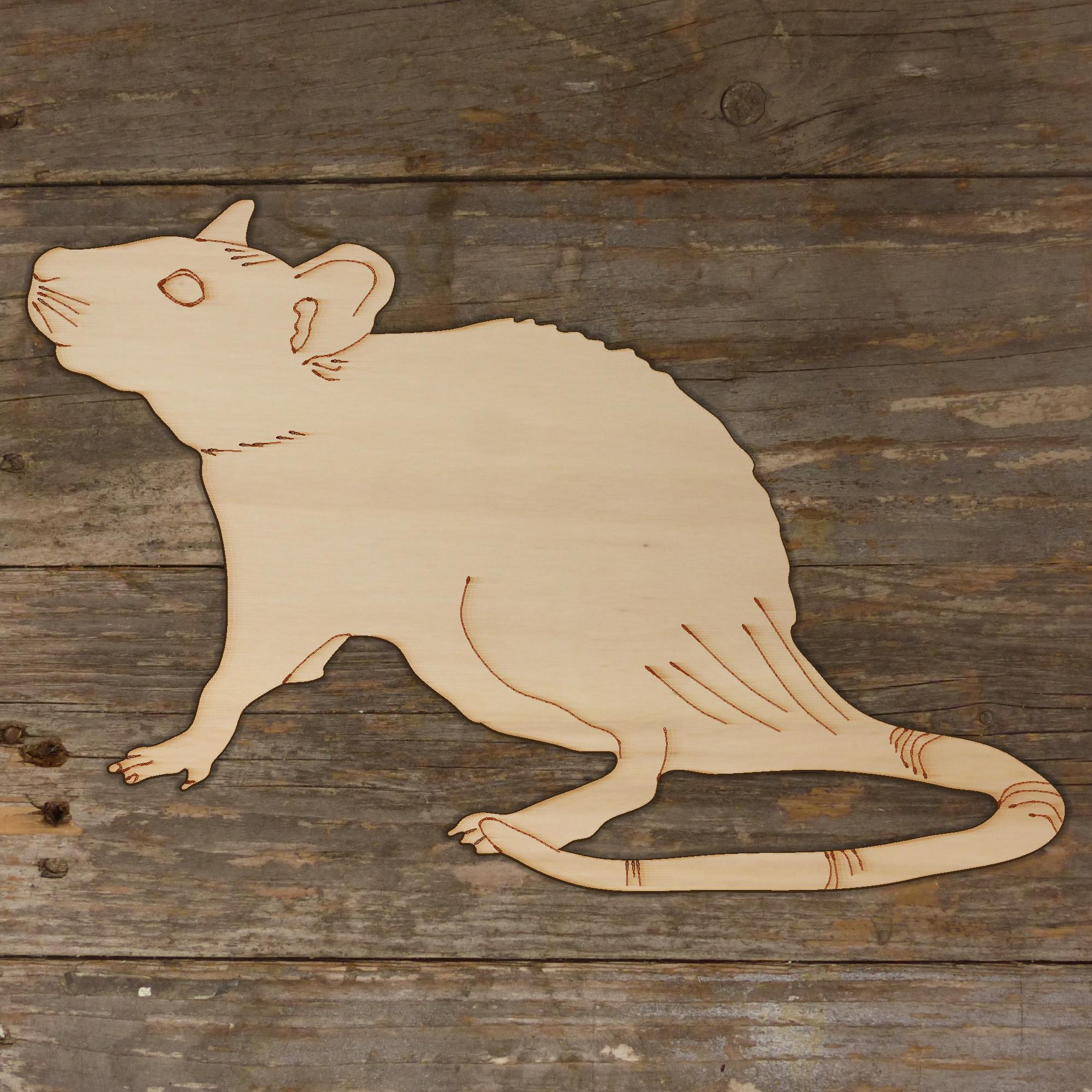 10x Wooden Rat Curly Tail Sideon Looking Up Craft Shape 3mm Ply Wildlife Animals - Picture 3 of 4