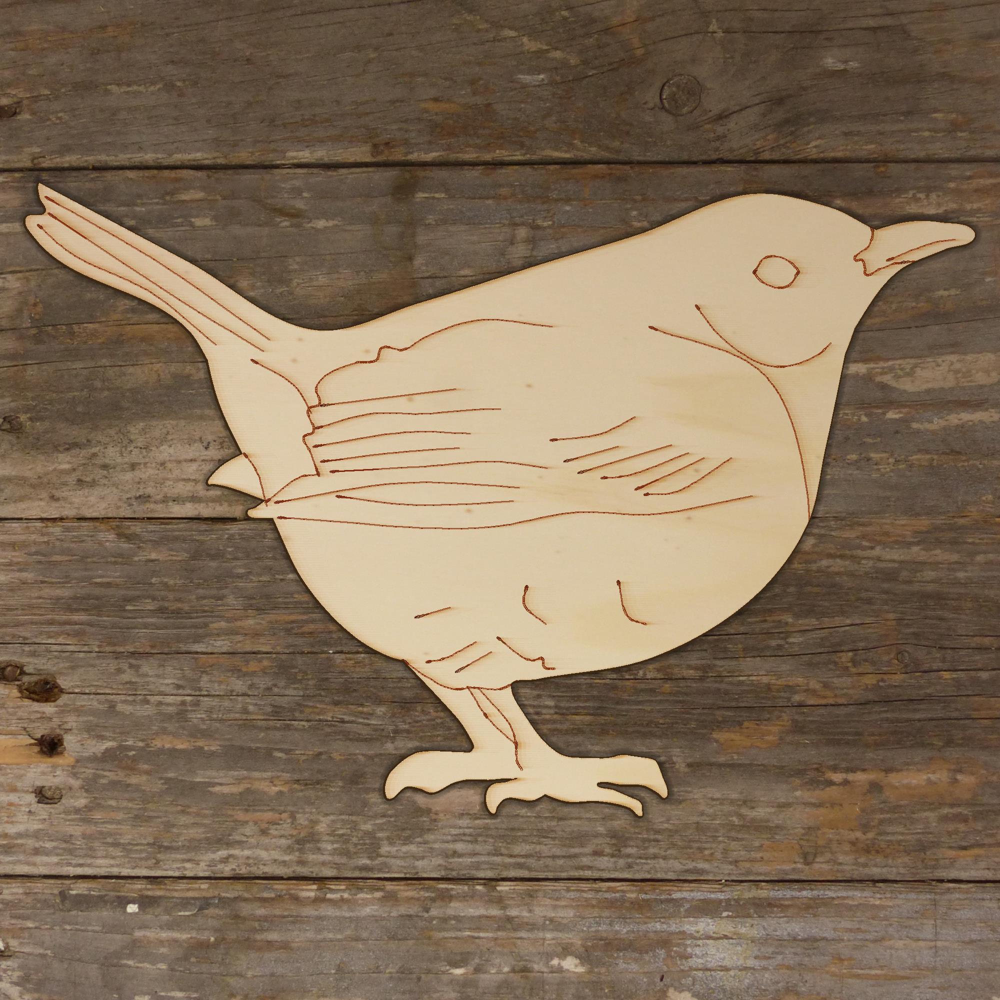 10x Wooden Wren Bird Side On Pearching Craft Shape 3mm Ply British Wildlife - Picture 3 of 4