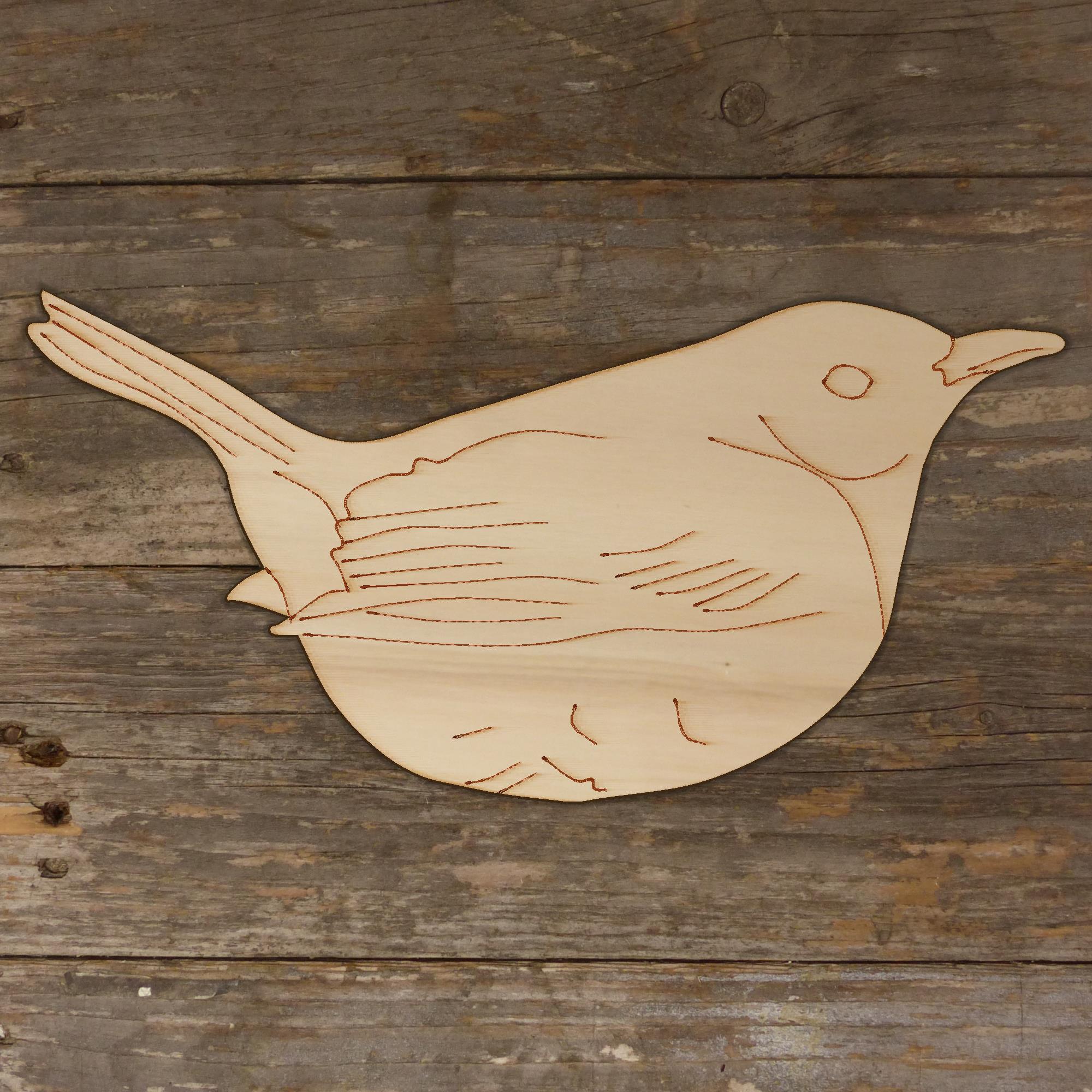 10x Wooden Wren Bird Side On Nesting Craft Shape 3mm Ply British Wildlife - Picture 3 of 4