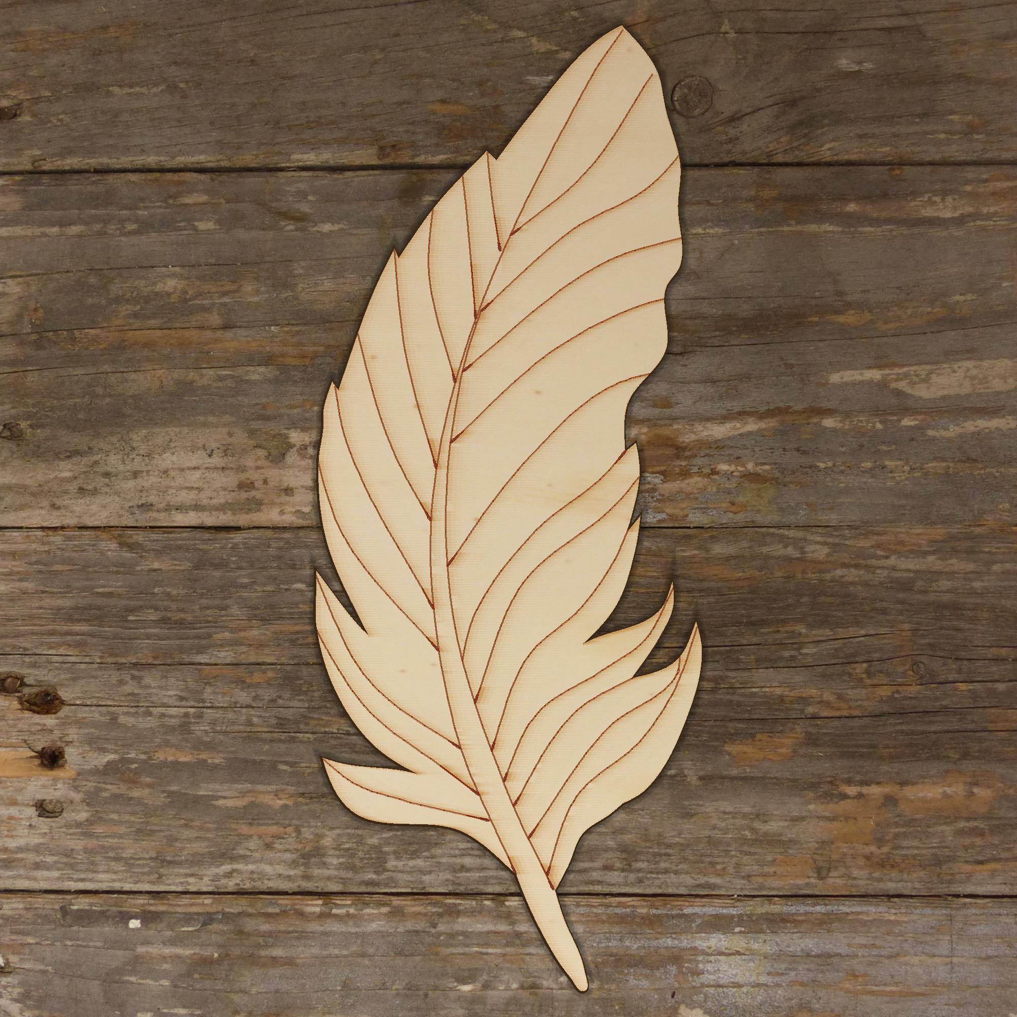 10x Wooden Bird Feathers with Detail Craft Shape 3mm Ply Wildlife - Picture 3 of 4