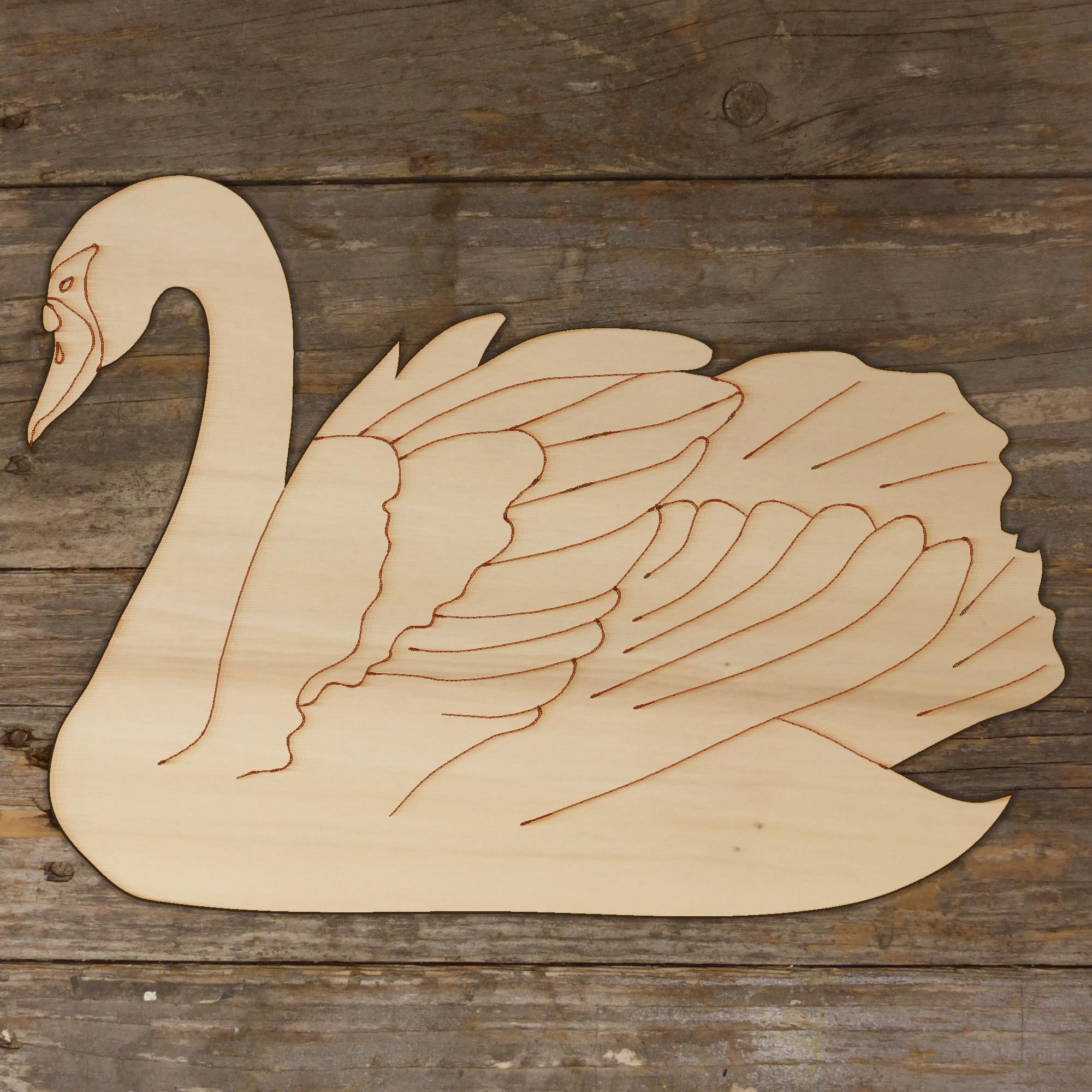 10x Wooden Swimming Swan Female Empty Craft Shape 3mm Plywood Marsh River Birds - Picture 3 of 4