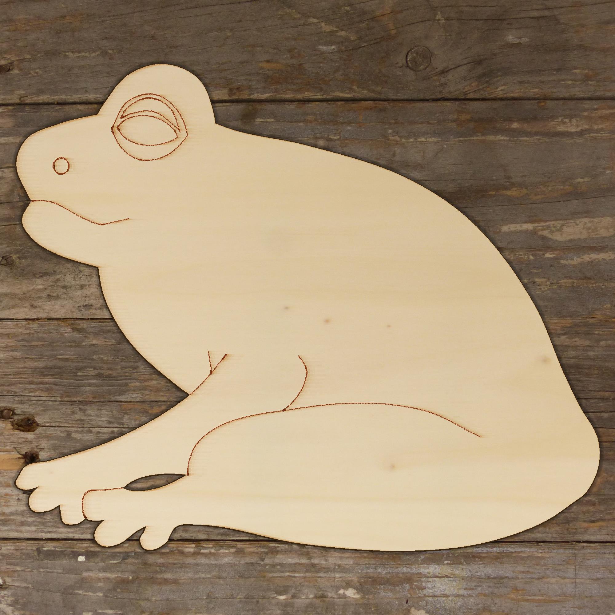 10x Wooden Comic Frog Sitting Craft Shapes 3mm Plywood Amphibian Wildlife - Picture 3 of 4