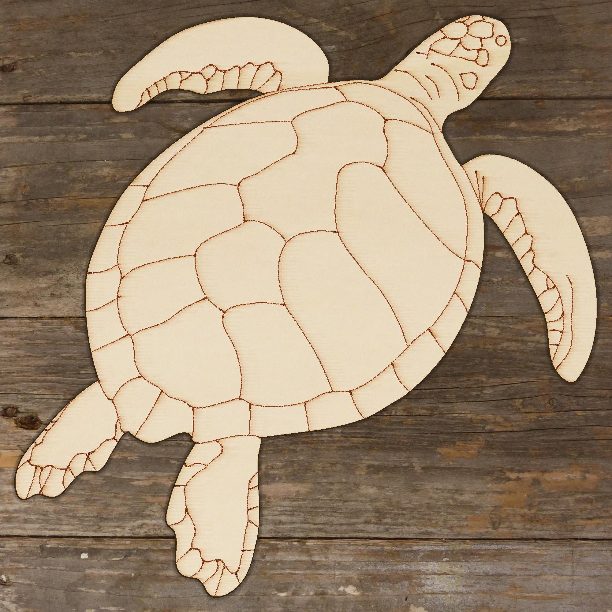10x Wooden Swimming Green Sea Turtle Craft Shape 3mm Plywood Sea Life - Picture 3 of 4