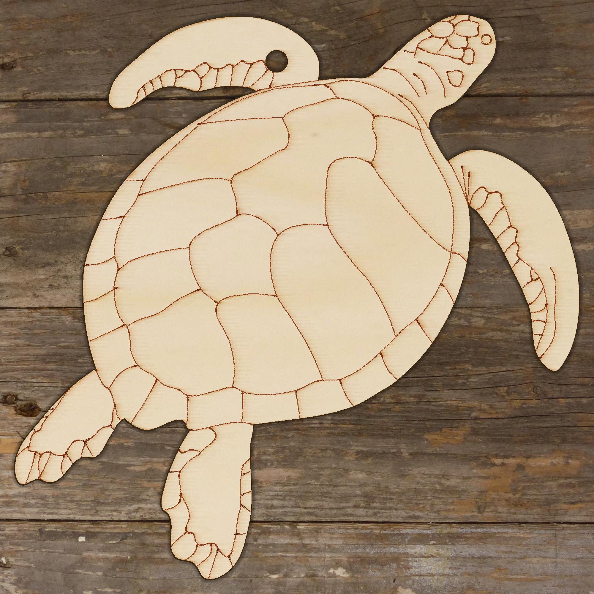 10x Wooden Swimming Green Sea Turtle Craft Shape 3mm Plywood Sea Life - Picture 4 of 4