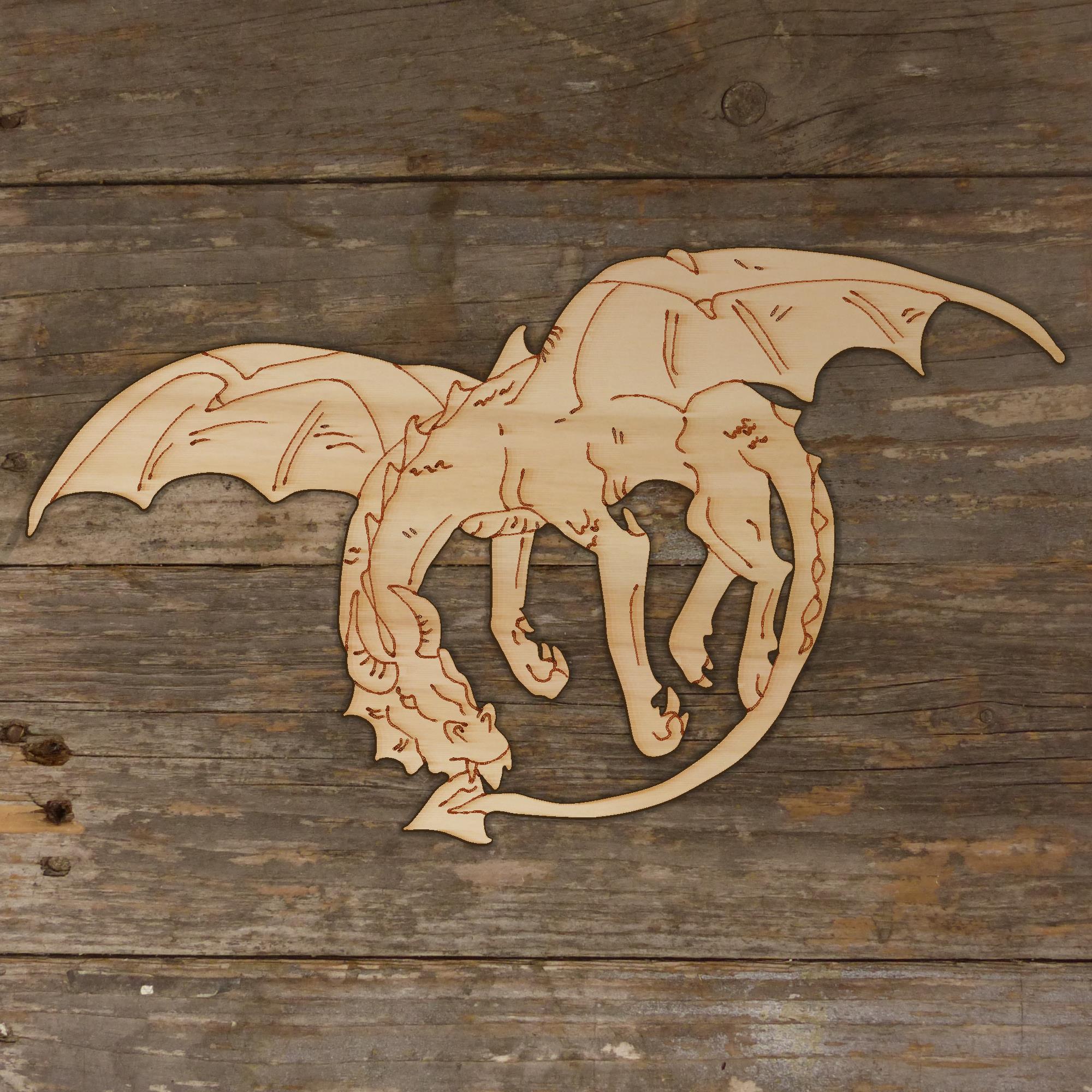 10x Wooden Dragon Flying European Style Craft Shapes 3mm Plywood - Picture 3 of 4