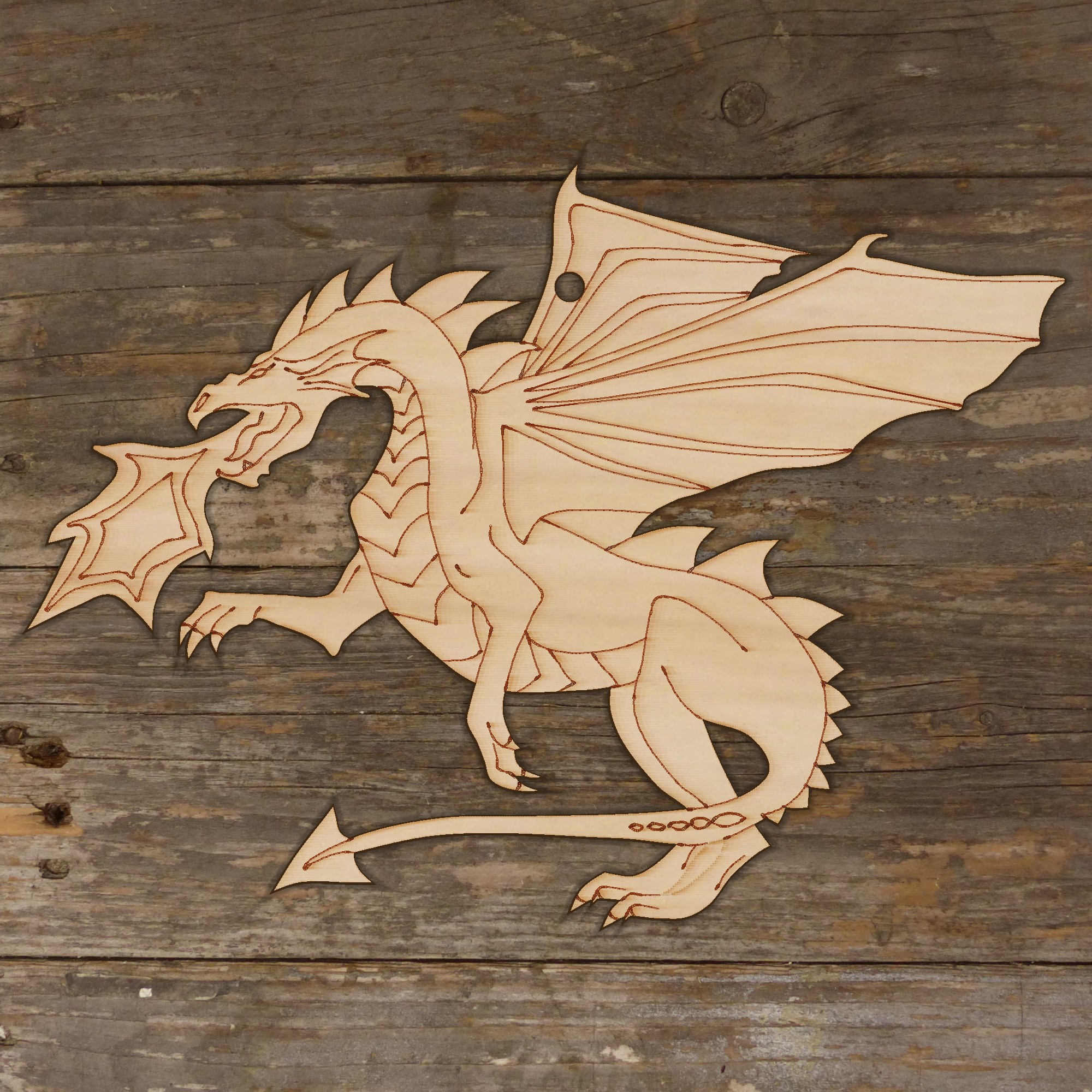 10x Wooden Dragon Rearing Breathing Fire Craft Shape Fantasy Mythology - Picture 4 of 4