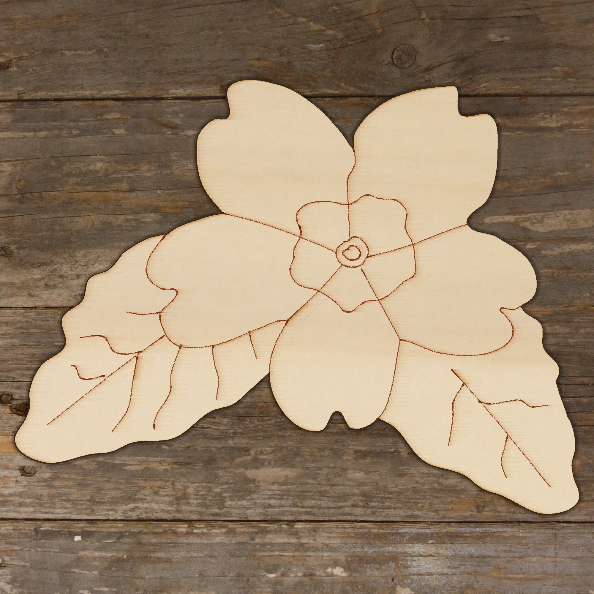 10x Wooden Primrose Flower Head and Leaves Accurate Craft Shape 3mm Ply Plants - Picture 3 of 4