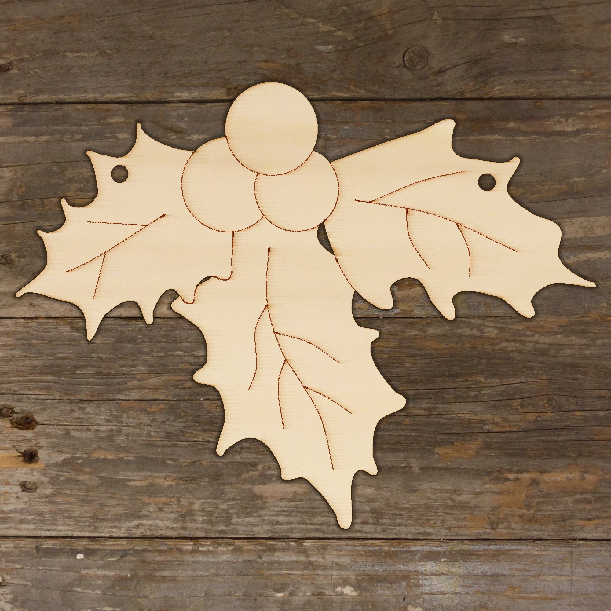 10x Holz Stechpalmen Blätter & Beeren Bastelformen 3mm Sperrholz Weihnachtsdeko - Bild 3 von 5