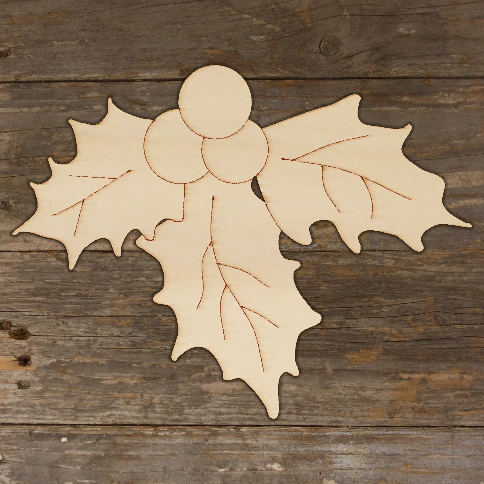 10x Holz Stechpalmen Blätter & Beeren Bastelformen 3mm Sperrholz Weihnachtsdeko - Bild 4 von 5