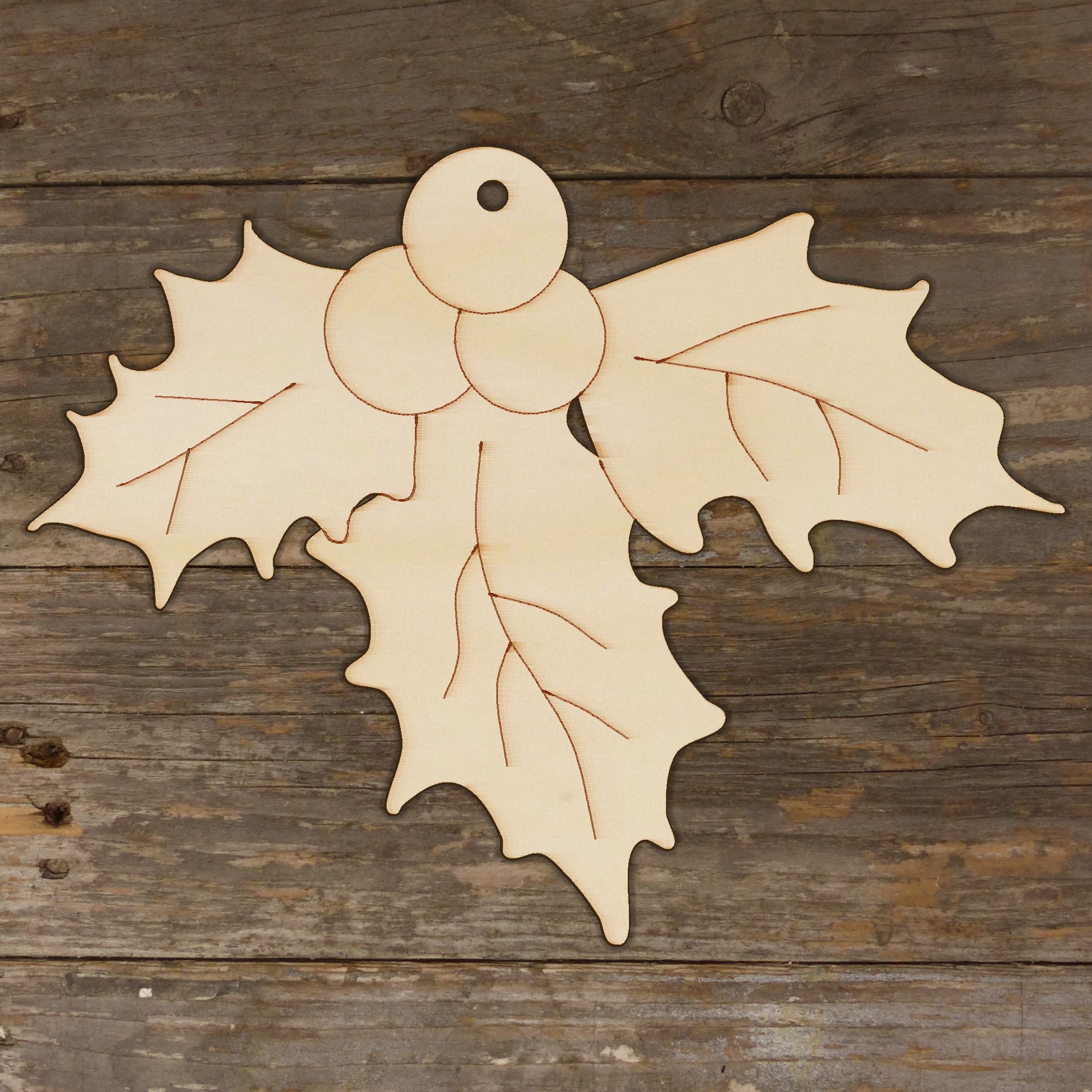 10x Holz Stechpalmen Blätter & Beeren Bastelformen 3mm Sperrholz Weihnachtsdeko - Bild 5 von 5