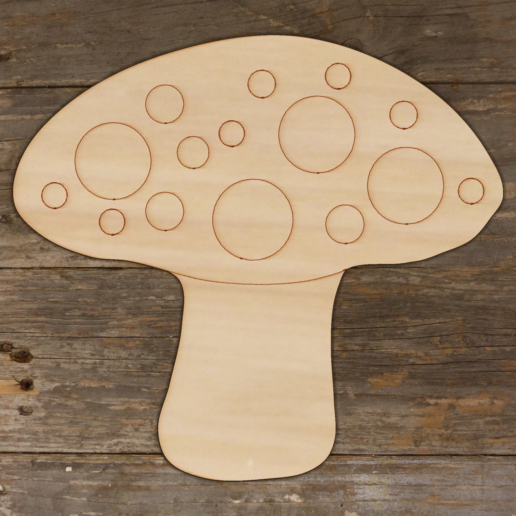 10x Wooden Toadstool Craft Shapes 3mm Plywood with Detail Mushroom Fungi - Picture 3 of 4