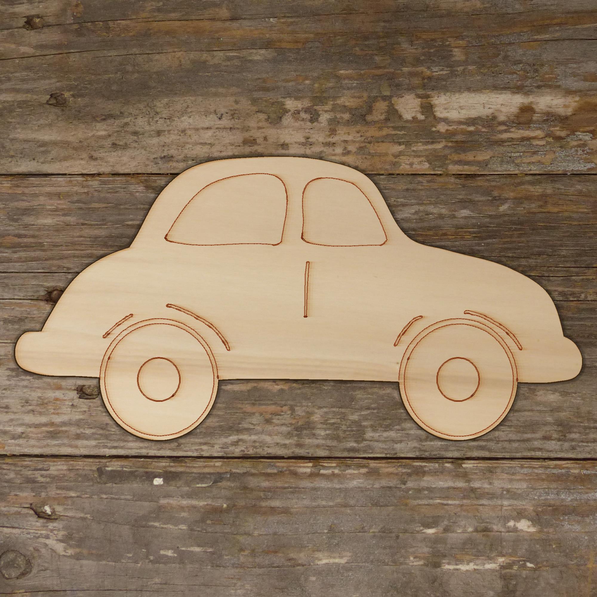 10x Wooden Comic Old Car Craft Shapes 3mm Plywood - Picture 3 of 4