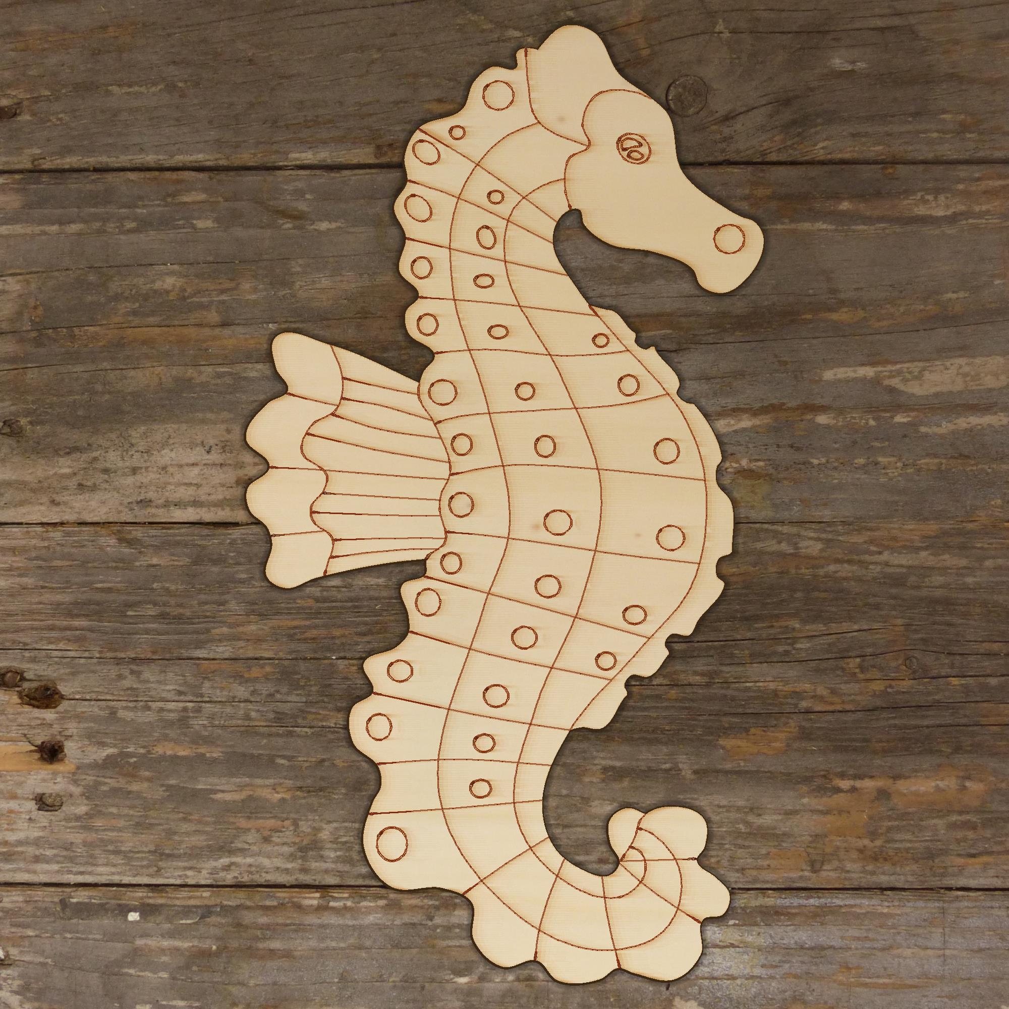 10x Wooden Seahorse Craft Shapes 3mm Plywood Seaside Sealife Beach - Picture 3 of 4